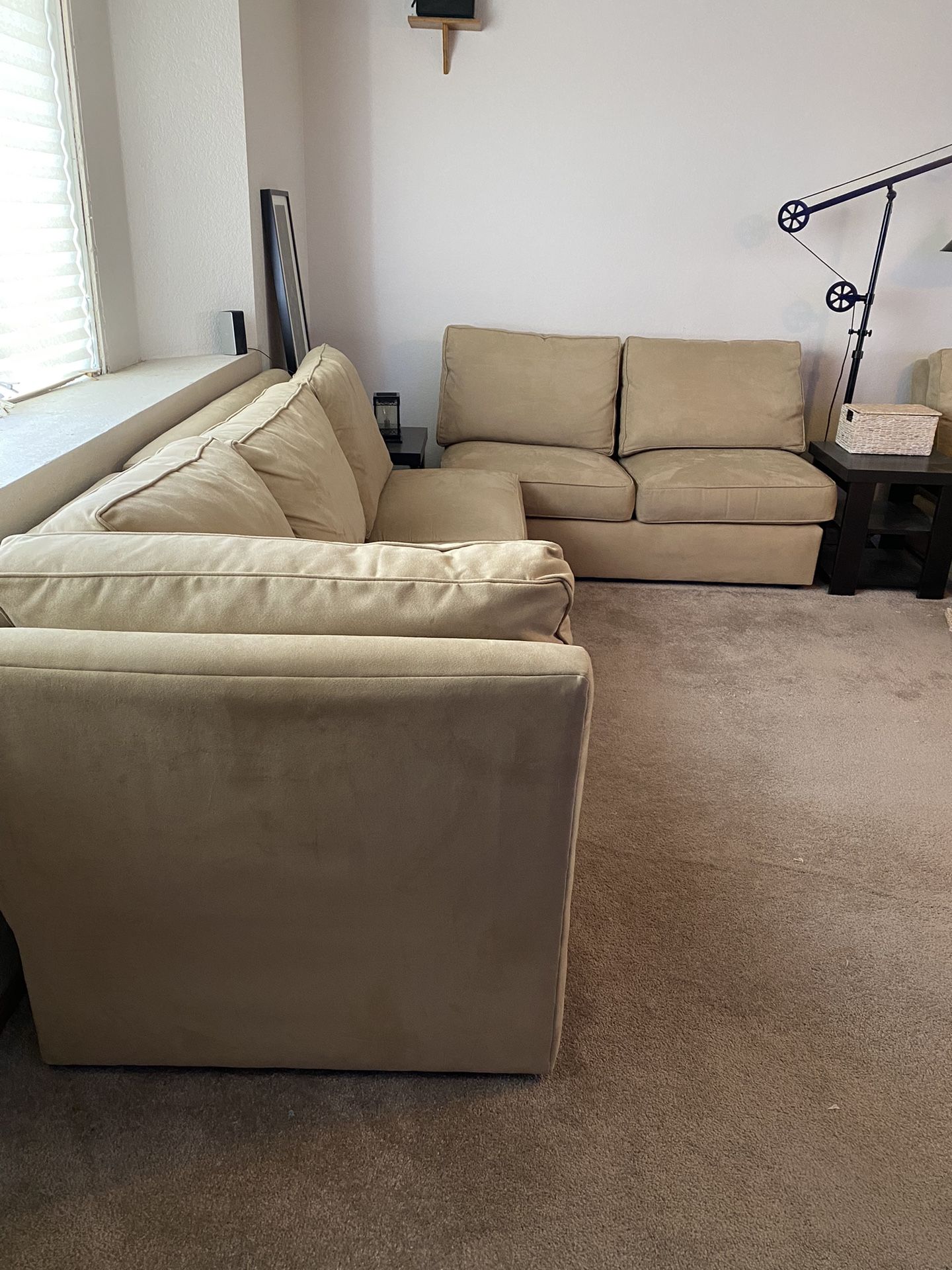 Couch Beige Custom Thomasville Microsuede