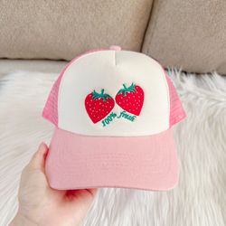 Strawberry trucker hat, brand new without tag
