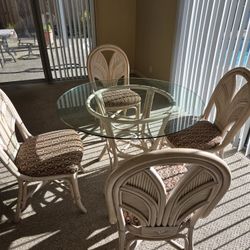 Glass Top White Wash Table And 4 Chairs