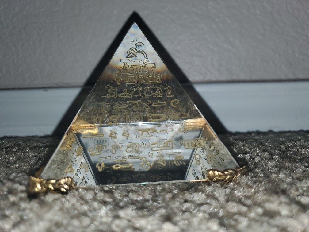 Egyptian Hieroglyphic Crystal Pyramid
