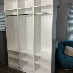 JY Furniture Armoire Wardrobe Closet, Particle Wood with Adjustable Shelves, Hanging Rod for Bedroom, Dressing Room, White (58.5" W x 85" H x 15" D)