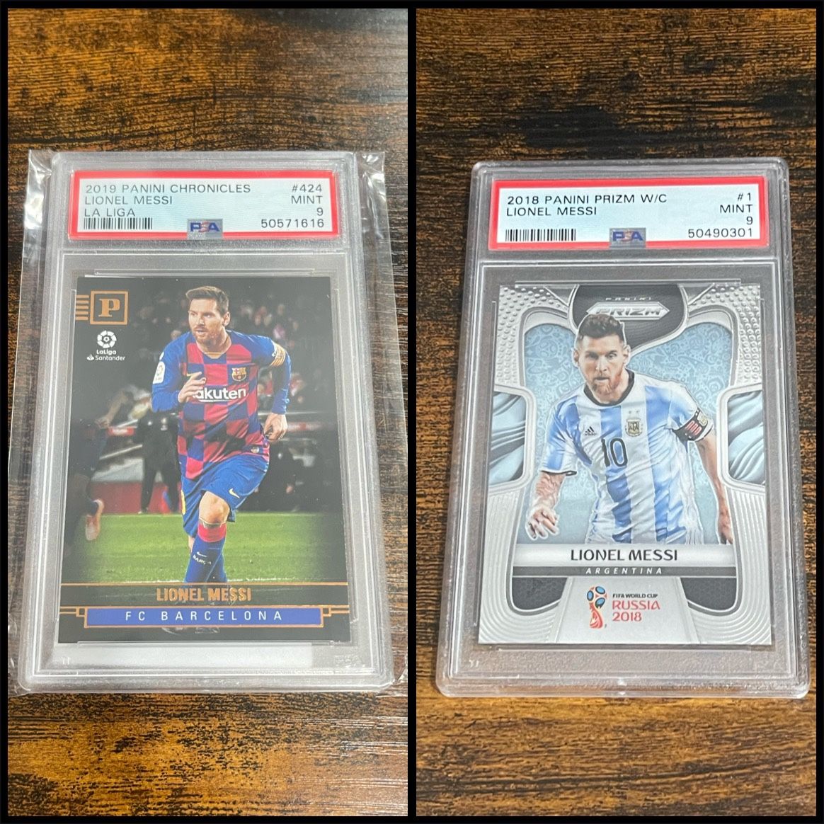 Lionel Messi PSA 9 Slabs - 2018 & 2019 Panini