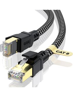 Cable Ethernet Cat 8 de 6 pies, Cable de Internet Trenzado de Alta Velocidad Cable de Red con Conector RJ45 Chapado en Oro 40Gbps 2000Mhz Cable LAN Re