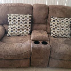 Microfiber Suede Couches With 2 End Tables And Coffee Tables 