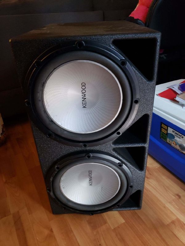 (2) 12 inch Kenwood subwoofers in a pro box . Amp 1500 watts audio for Sale in Dallas, TX