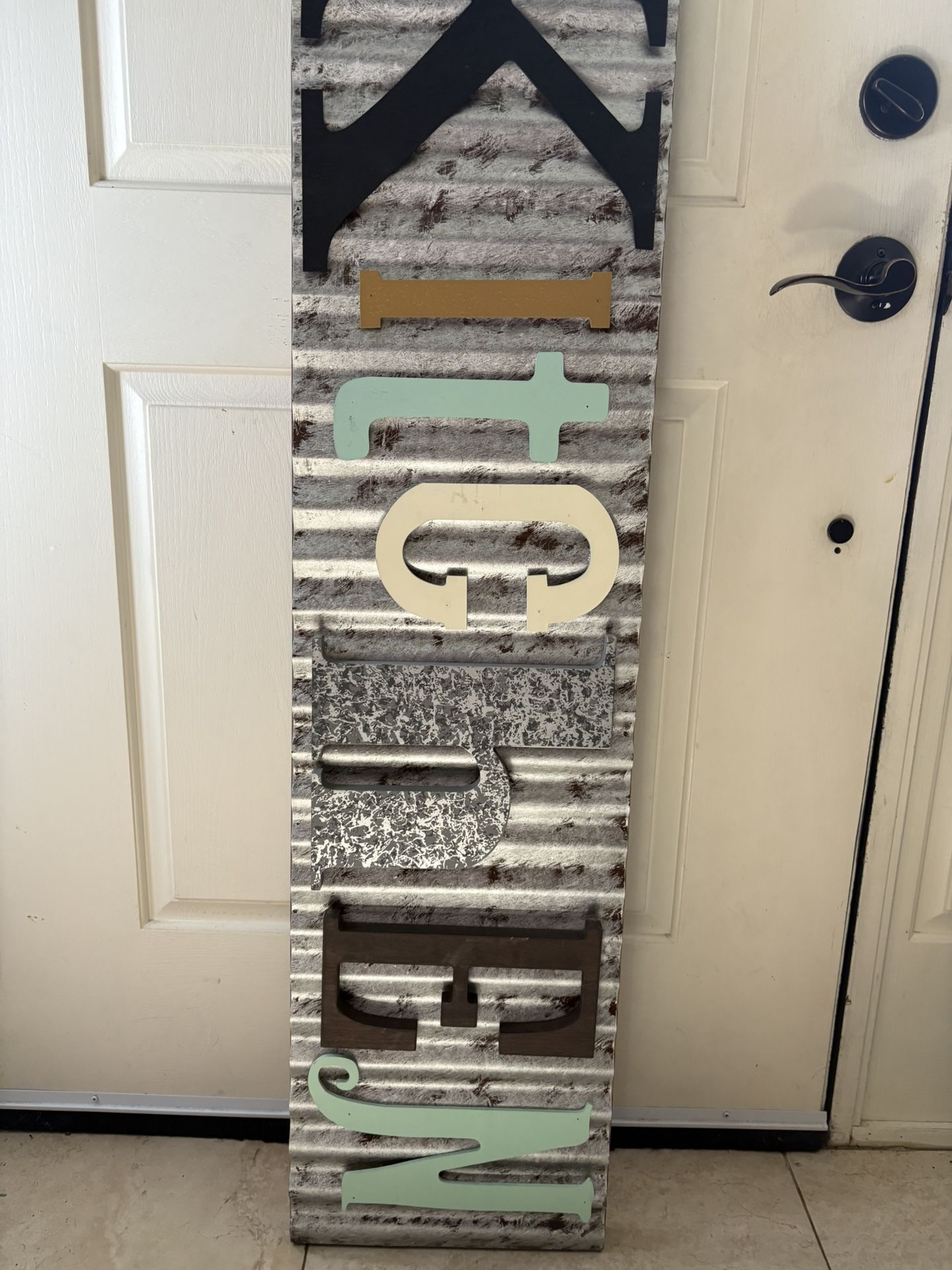 Corrugated Metal Kitchen Sign