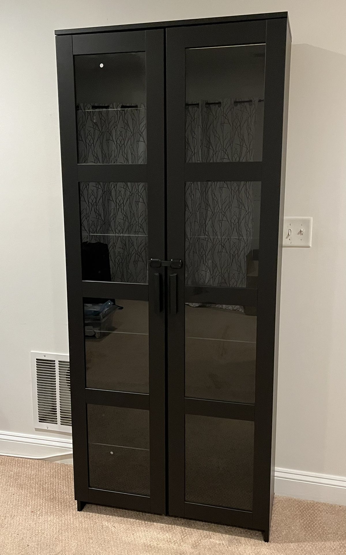 IKEA BRIMNES Glass-door cabinet, black, 31 1/2x74 3/4 "