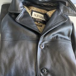 Mens Wilsons Leather M. Julian Jacket Black Leather Overcoat