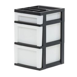 3 Drawer, Black Storage Container 