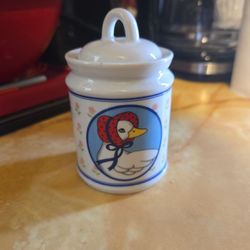 Ribbon Goose Glass Creamer Jar