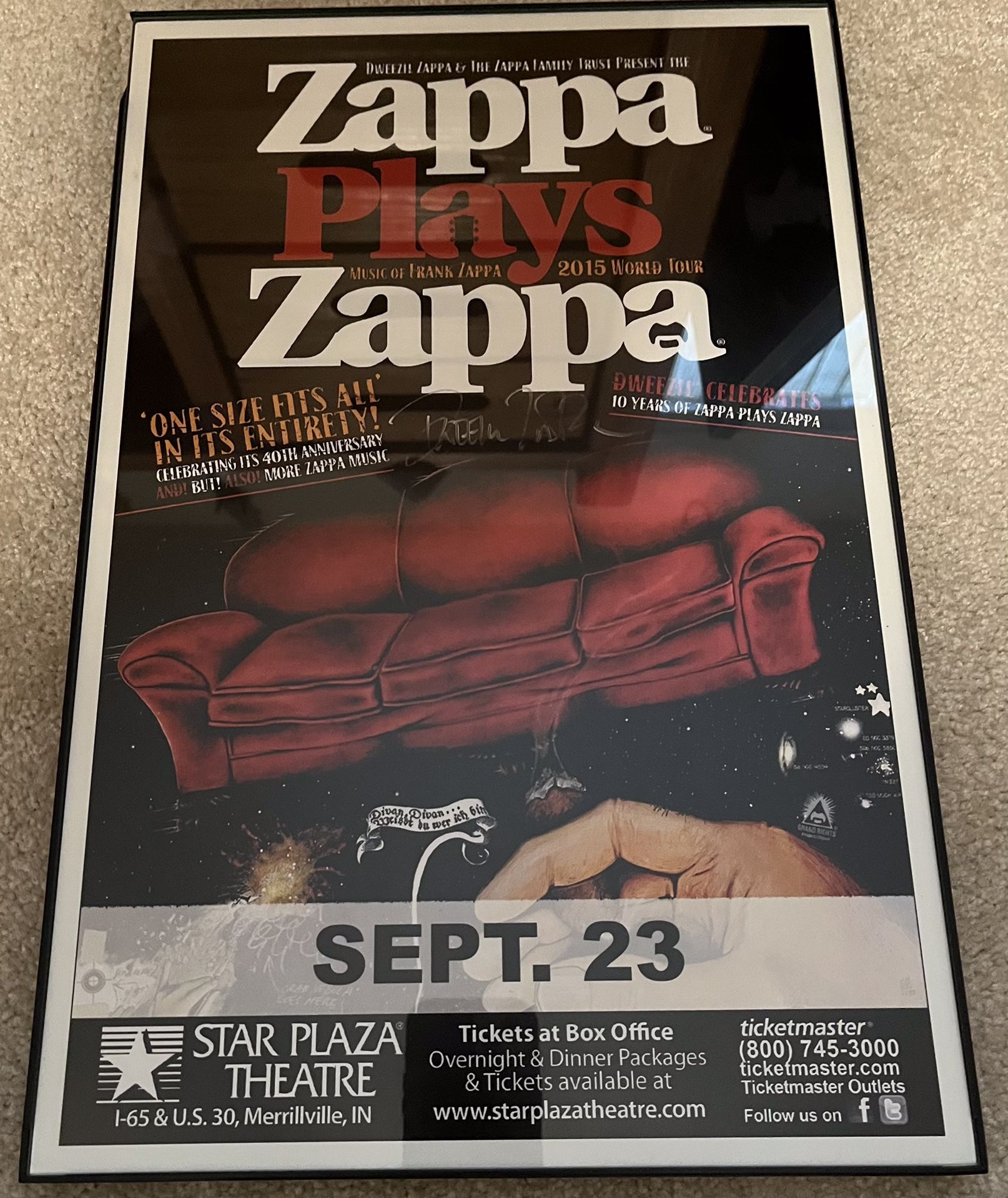 ZAPPA PLAYS ZAPPA CONCERT AUTOGRAPHED TOUR POSTER MINT CONDITION