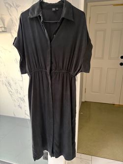 ICÔNE Simons Black Lyocell Midi Shirt Dress Size Small