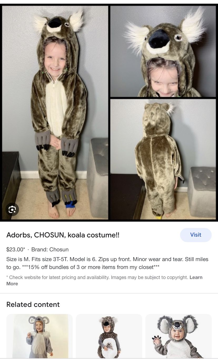 Chosun international koala bear Costume
