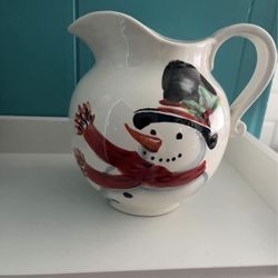 Vintage Top Hat Snowman By Marcera Corp. Chritmas Pitcher