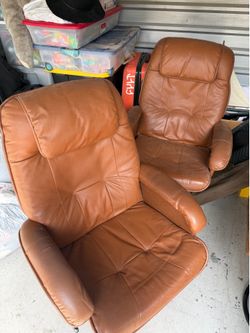 Genuine Leather  - 2 Chairs & 2 Footrests