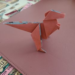 Orange Origami Dinosaur