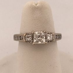 14k White Gold 0.99ct Diamond Ring Size 5.25