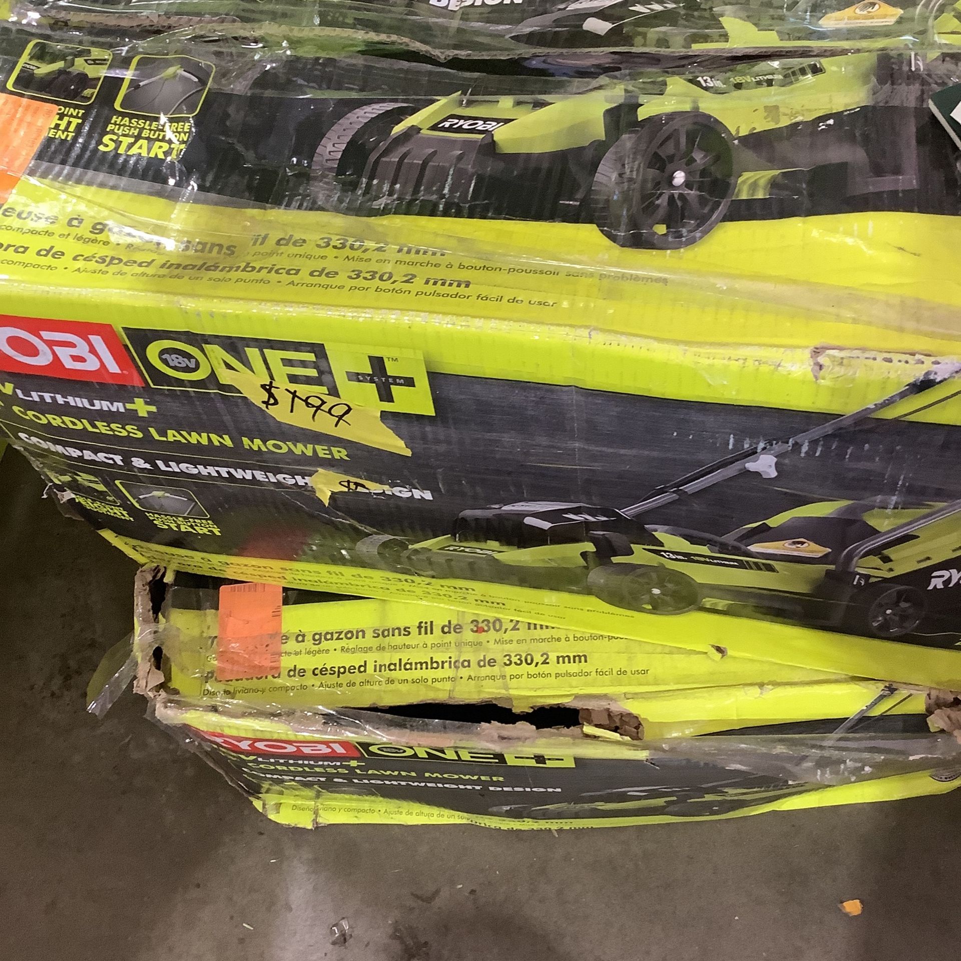 RYOBI ONE+ 18V 13 in. Cordless Battery Walk Behind Push Lawn Mower with 4.0 Ah Battery and Charger