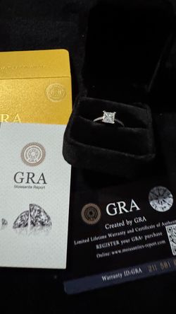 GRA 925 Sterling Silver Moissanite Ring