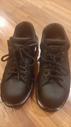 Dr. Martens Work Boots, Air Cushion Sole, Black Leather, Resistant to most things, Mens size 9