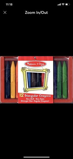 MELISSA & DOUG #413 ART ESSENTIALS 12 TRIANGULAR CRAYONS, AGES 3+ - NEW SEALED!