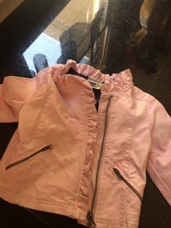 pink leather jacket size 2t