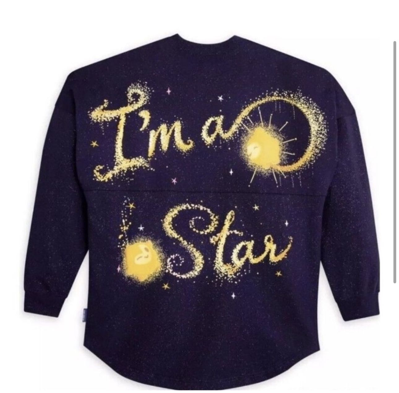 NWT Disney WISH I’m A Star - Spirit Jersey Sweatshirt Navy Blue Glitter Fabric