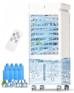 Portable Air Conditioners, Swamp Cooler Portable AC Unit for Room, Windowless Cooling Fan That Blow Cold Air w/Remote 5L Tank 12 Speeds 9H Timer, Evap
