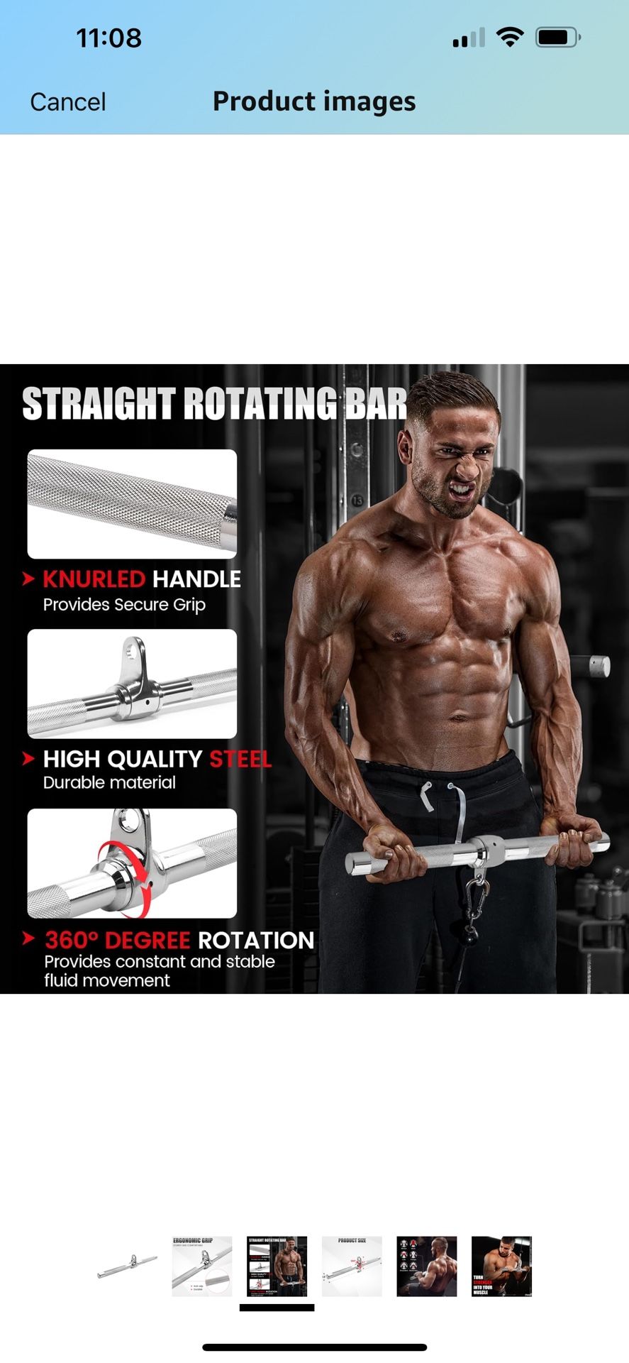 Bar Straight Rotating Bar Curl LAT Pull Down