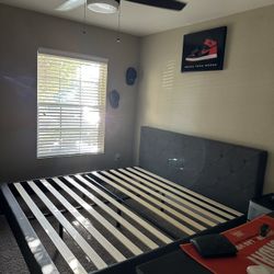 Gray King Size Platform Bed 