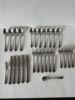 STANLEY ROBERTS TORINO VINTAGE MID CENTURY MODERN SILVERWARE FLATWARE SET 28