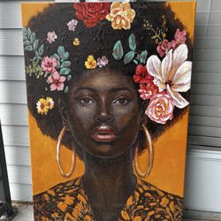 Beautiful Dark Skin Woman Painting