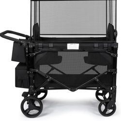 ONLY $185.00 Wagon Stroller for 2 Kids, High Seat & 5 Point Harness, Foldable All-Terrain Wagon