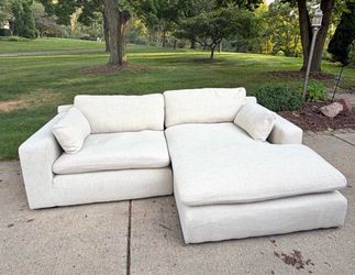 Cream Fabric Sectional Sofa with Chaise