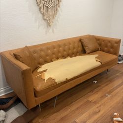 Tan Leather Couch 