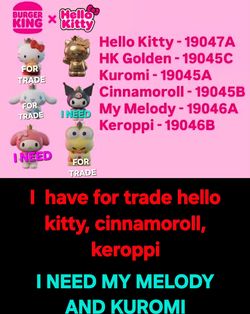 Hello kitty burger king toys