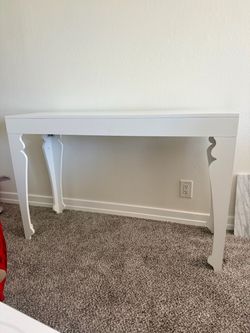 White Slim Narrow Console Entryway Vanity Table