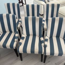 Blue And Cream Strips Dining Chairs 
