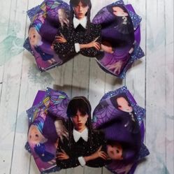 Merlina Hair Bows / Pares De Merlina 