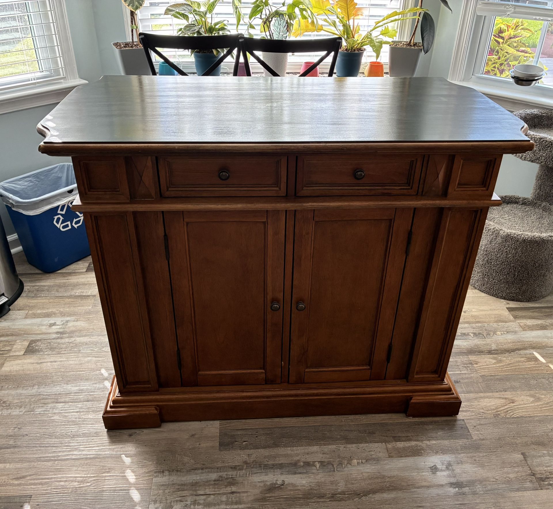 SOLID WOOD Kitchen Island w/ 2 Stools
