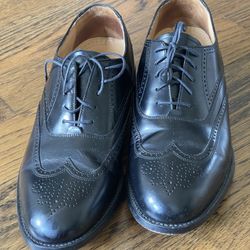 Stafford Wingtip Dress Shoes Black Leather Lace Up Size 9 D Made In Brazil