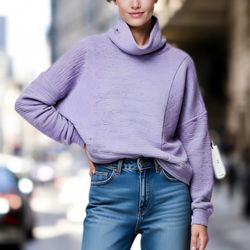 RBX Active Women’s Lavender Jacquard Cowl Neck Tunic Sweater Sz XL