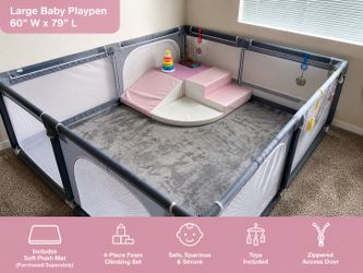 Large Baby Playpen + Premium Foam Climber + Plush Play Mat