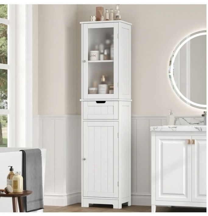 Brand new bathroom storage cabinet white