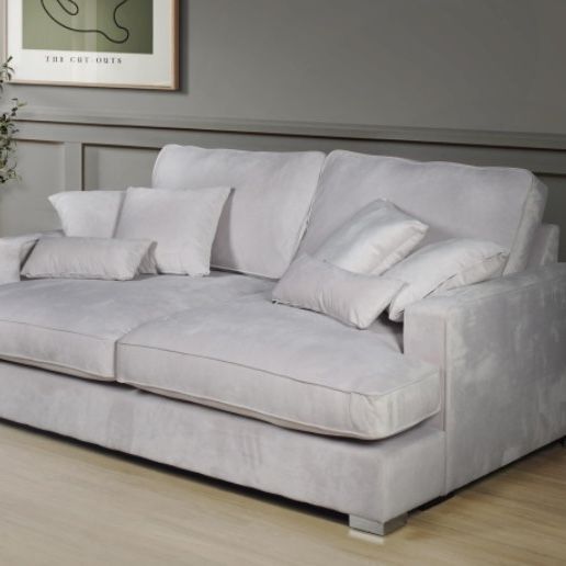 New‼️😃 Light Gray Velvet Fabric Oversized Loveseat