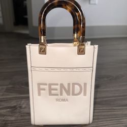 Vitello King Plexiglass Logo Embossed Mini Fendi Sunshine Shopper Tote White Ice