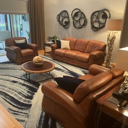 Leather Sofa, Loveseat And Chair