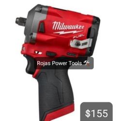 MILWAUKEE M12 FUEL 12V LITHIUM-ION BRUSHLESS CORDLESS STUBBY 3/8IN IMPACT WRENCH TOOL-ONLY 