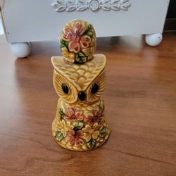Owl Bell Japanese Majolica 1970s style Table Bell Collectible

