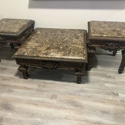 Dollins solid wood and stone coffee table set